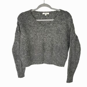 Madewell V-Neck Crop Sweater 30% Alpaca Textured Open Knit Lightweight Medium